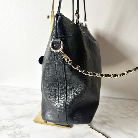 4. Coach Tyler Black Pebble Leather Shoulder Zip Top Tote Bag Goldtone hardware - Picture 5 of 15